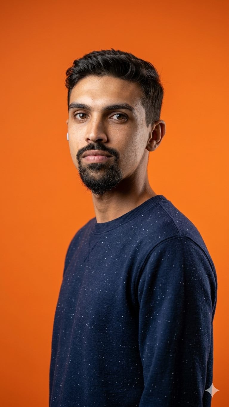 Foto do mentor do Método MF Afterpay em fundo laranja